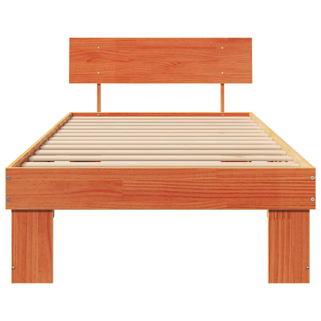 Struttura del letto con testiera Cera marrone 75 x 190 cm