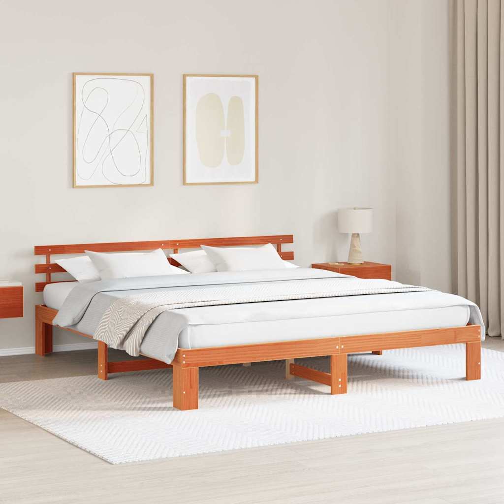 Struttura del letto Marrone 200 x 200 cm Legno massello di pino