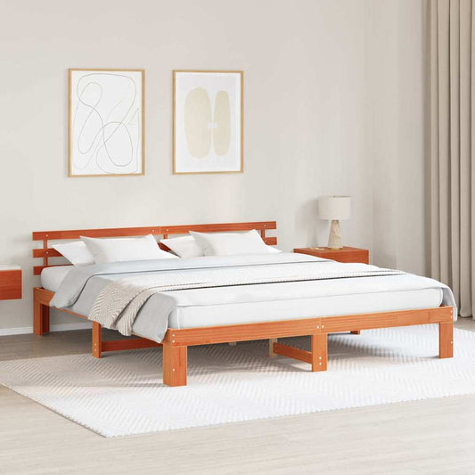 Struttura del letto Marrone 200 x 200 cm Legno massello di pino