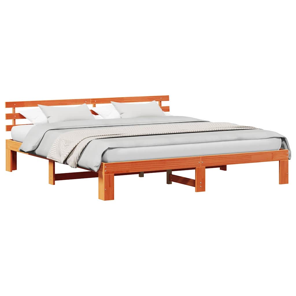 Struttura del letto Marrone 200 x 200 cm Legno massello di pino