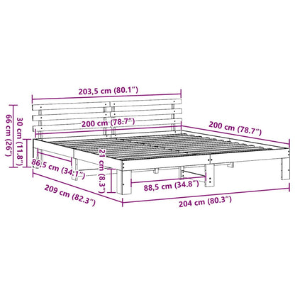 Struttura del letto Marrone cerato 200 x 200 cm Pino massello