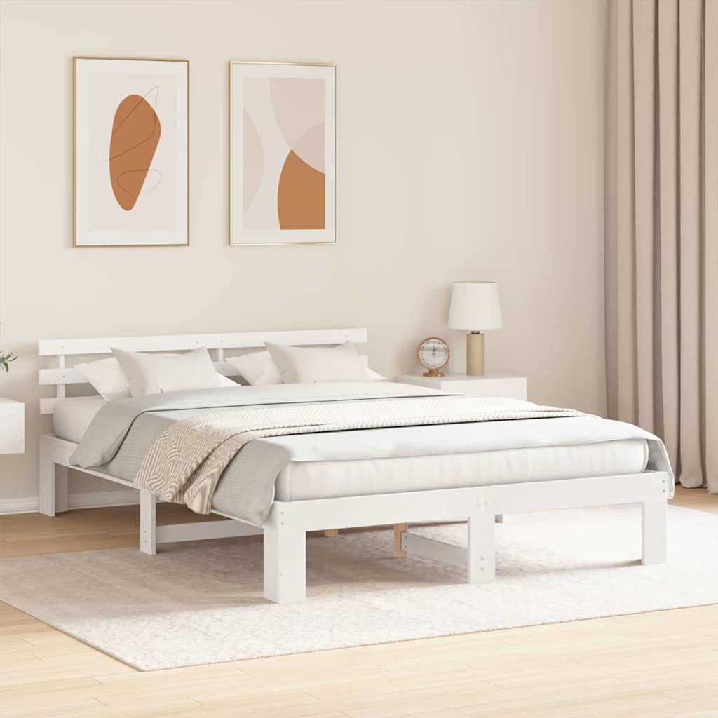 Struttura del letto Bianco 150 x 200 cm Pino massello | homemem39