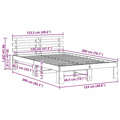 Struttura del letto Bianco 120 x 200 cm Pino massello