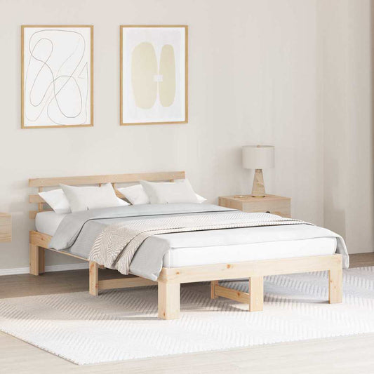 Struttura del letto Crema 140 x 190 cm Legno massello di pino