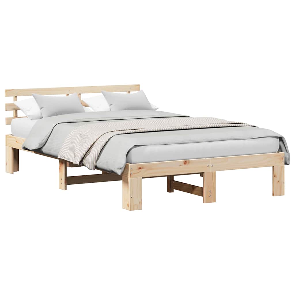 Struttura del letto Crema 140 x 190 cm Legno massello di pino