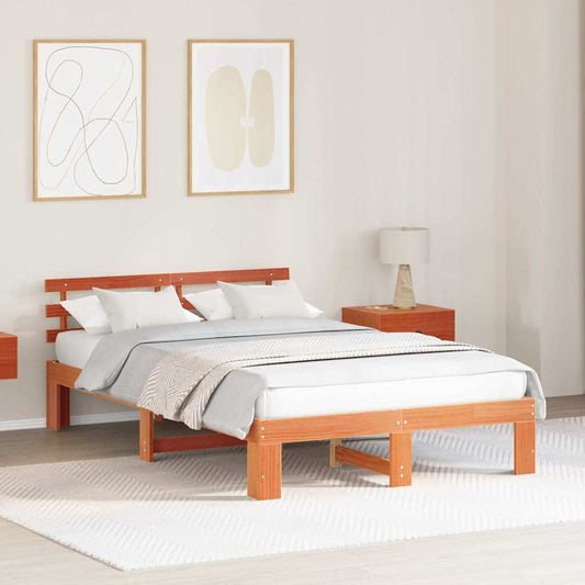 Struttura del letto Marrone cerato 140 x 190 cm Pino massello | homemem39
