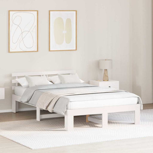 Struttura del letto Bianco 135 x 190 cm Legno massello di pino