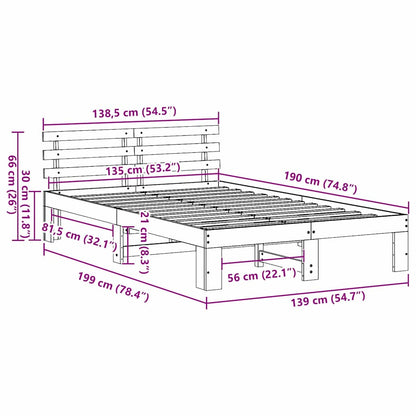 Struttura del letto Marrone cerato 135 x 190 cm Pino massello