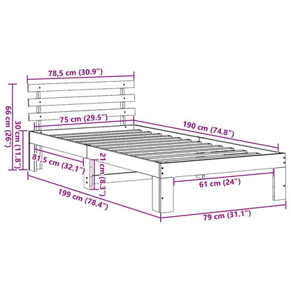 Struttura del letto Marrone cerato 75 x 190 cm Pino massello | homemem39