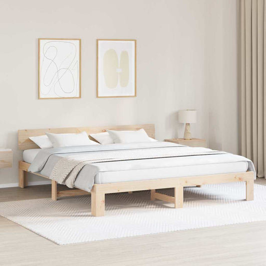 Struttura del letto Marrone 200 x 200 cm Legno massello di pino
