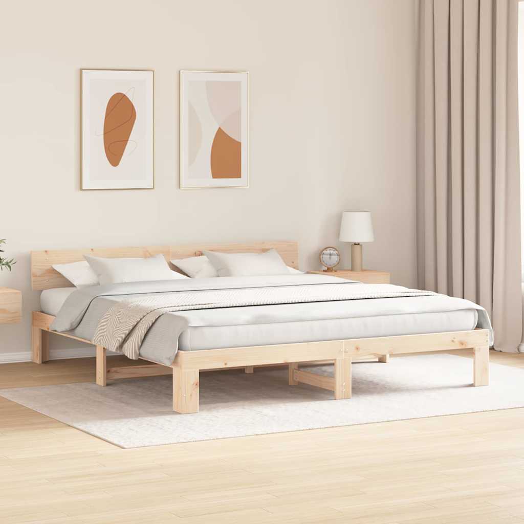 Struttura del letto Marrone 200 x 200 cm Legno massello di pino