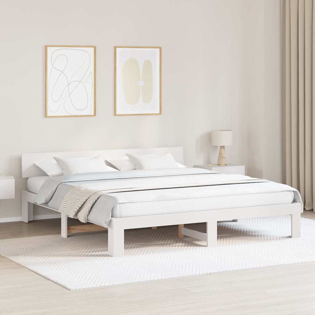 Struttura del letto Bianco 200 x 200 cm Pino massello | homemem39