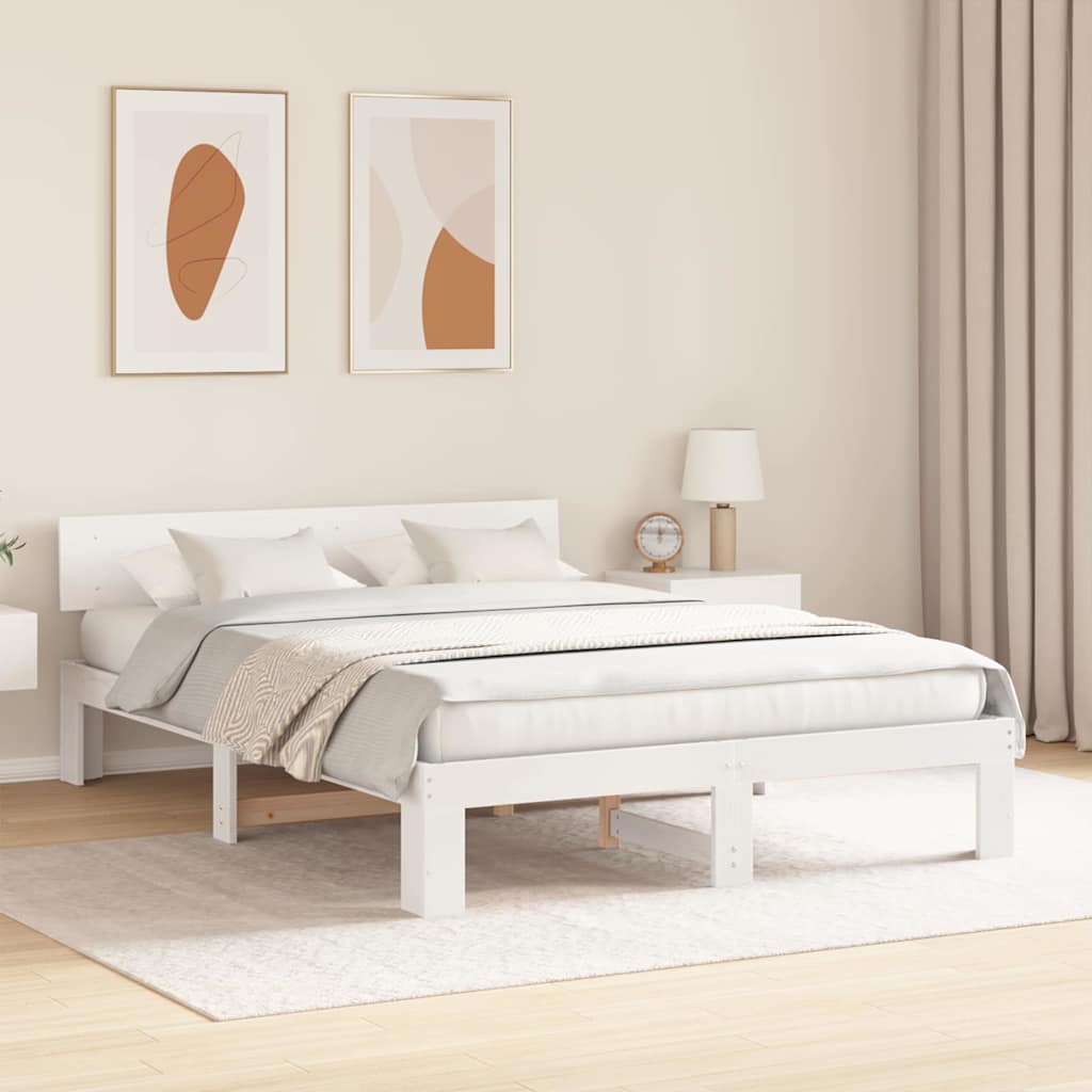 Struttura del letto Bianco 160 x 200 cm Pino massello | homemem39