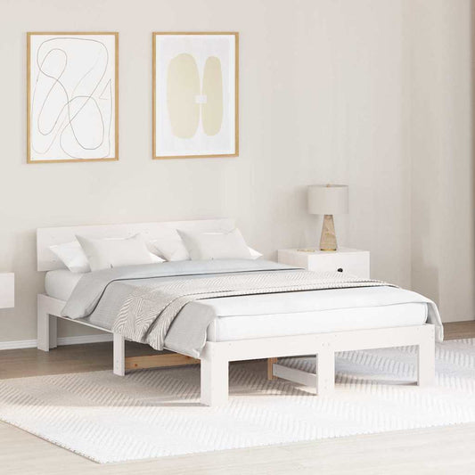 Struttura del letto Bianco 135 x 190 cm Pino massello