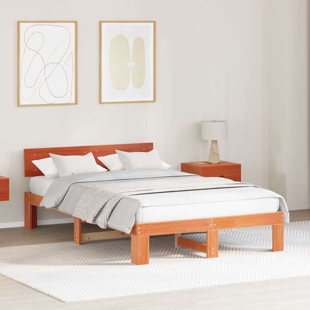 Struttura del letto Marrone cerato 135 x 190 cm Pino massello | homemem39