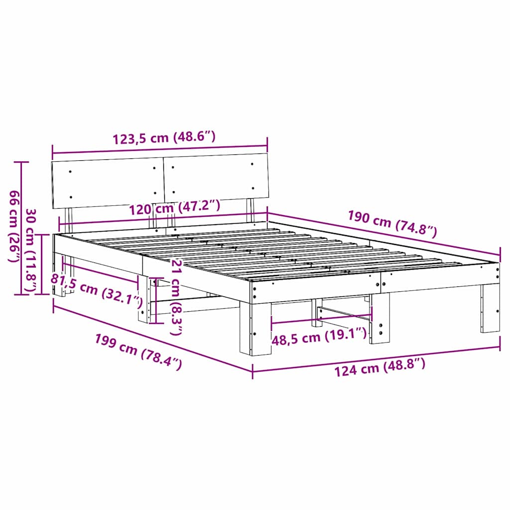 Struttura del letto Marrone cerato 120 x 190 cm Pino massello | homemem39