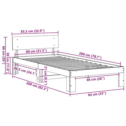 Struttura del letto Marrone cerato 80 x 200 cm Pino massello | homemem39