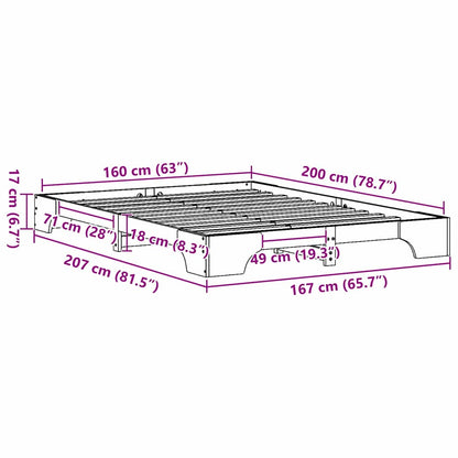 Struttura del letto Naturale 160 x 200 cm Pino massello