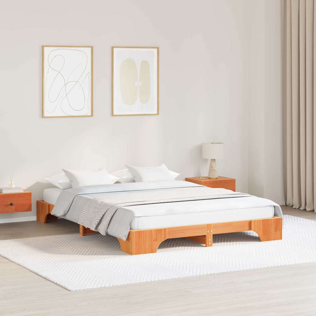 Struttura del letto Marrone cerato 140 x 200 cm Pino massello