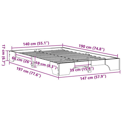 Struttura del letto Naturale 140 x 190 cm Pino massello