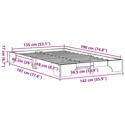 Struttura del letto Marrone cerato 135 x 190 cm Pino massello | homemem39