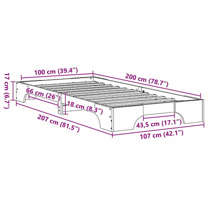 Struttura del letto Marrone cerato 100 x 200 cm Pino massello