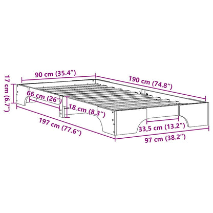 Struttura del letto Marrone cerato 90 x 190 cm Pino massello