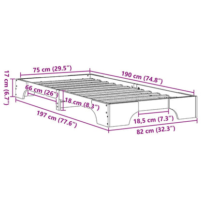 Struttura del letto Bianco 75 x 190 cm Pino massello