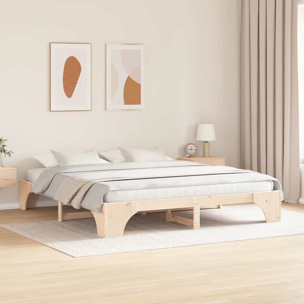 Struttura del letto Naturale 200 x 200 cm Pino massello | homemem39