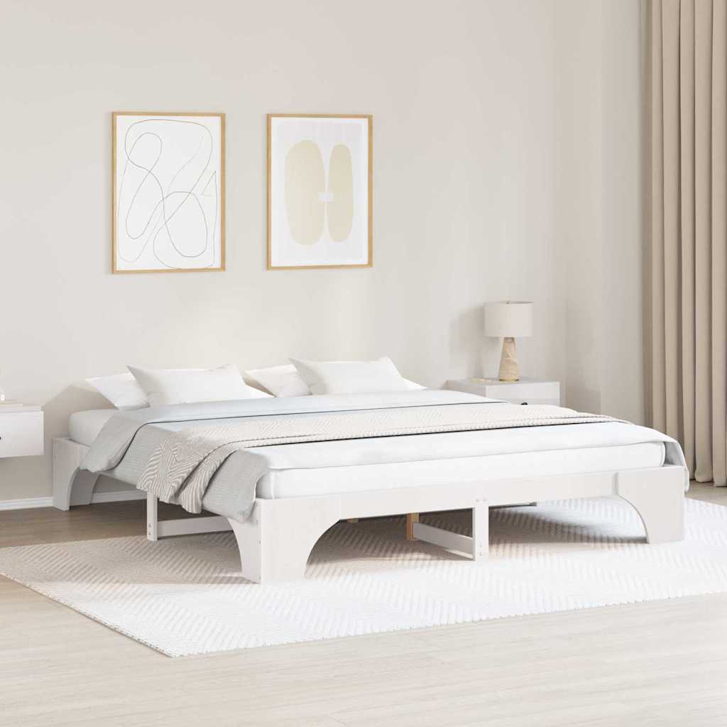 Struttura del letto Bianco 200 x 200 cm Pino massello | homemem39