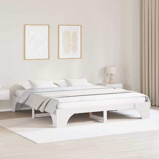 Struttura del letto Bianco 200 x 200 cm Pino massello | homemem39