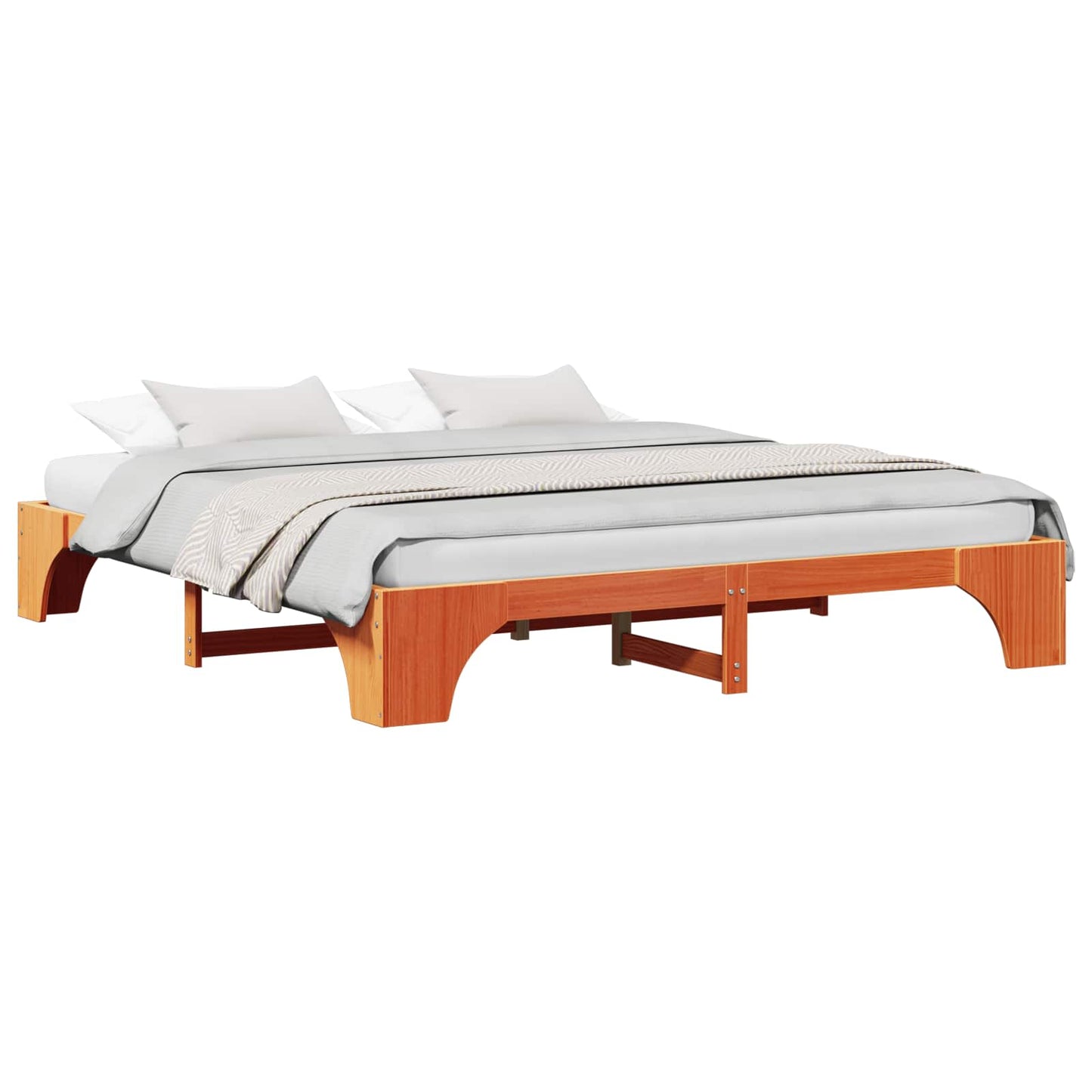 Struttura del letto Marrone cerato 200 x 200 cm Pino massello