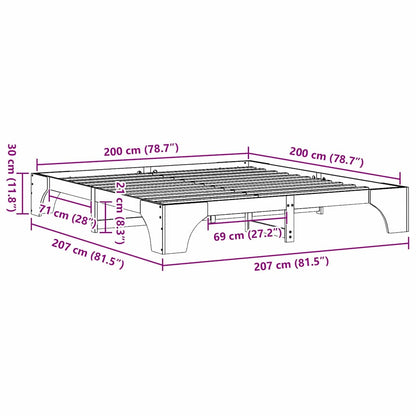Struttura del letto Marrone cerato 200 x 200 cm Pino massello
