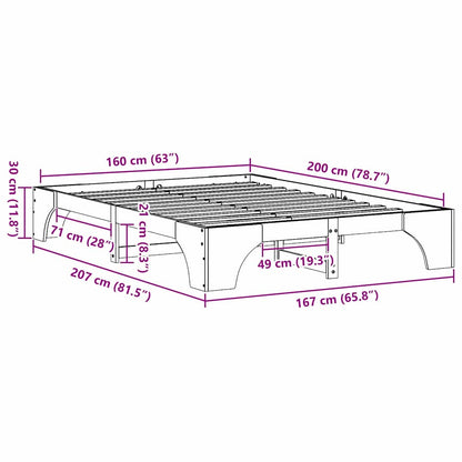 Struttura del letto Naturale 160 x 200 cm Pino massello