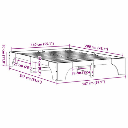Struttura del letto Naturale 140 x 200 cm Pino massello