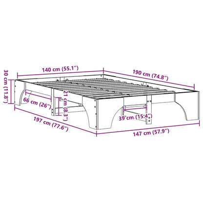 Struttura del letto Naturale 140 x 190 cm Pino massello