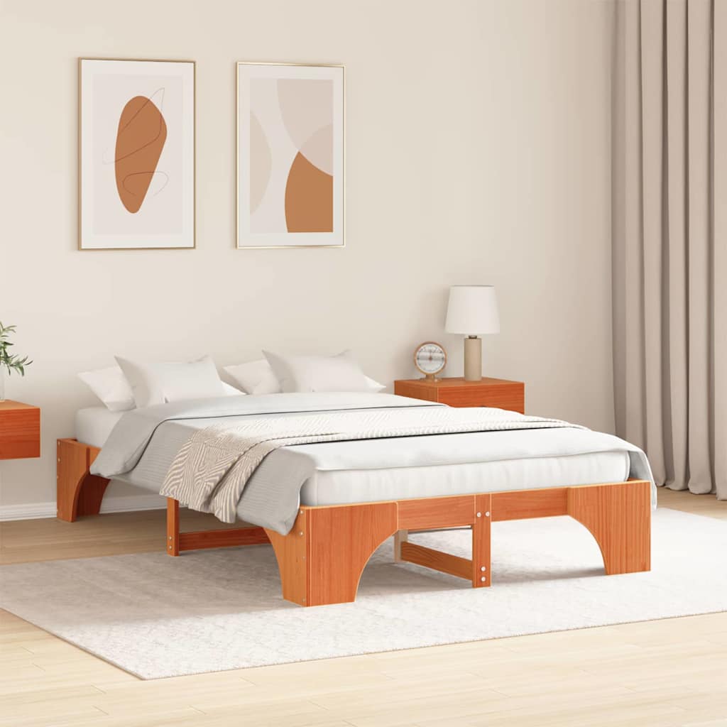 Struttura del letto Marrone cerato 140 x 190 cm Pino massello | homemem39