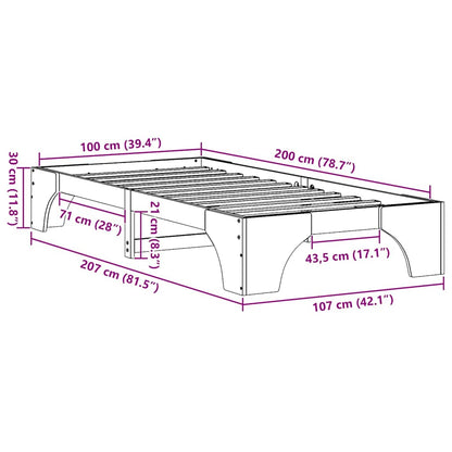 Struttura del letto Naturale 100 x 200 cm Pino massello | homemem39