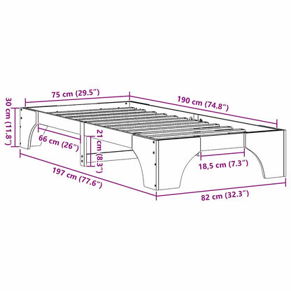 Struttura del letto Bianco 75 x 190 cm Pino massello