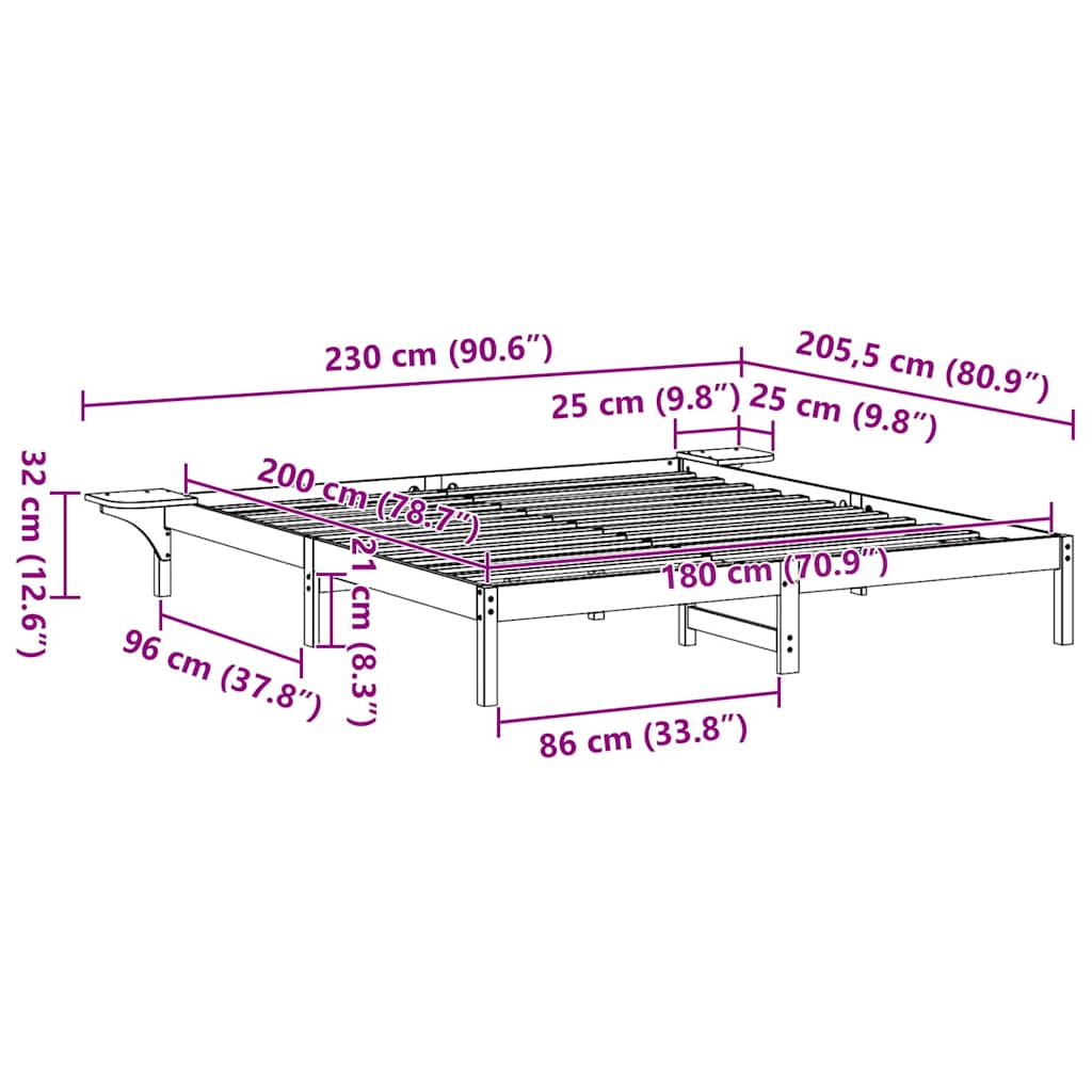 Struttura del letto Marrone cerato 180 x 200 cm Pino massello | homemem39