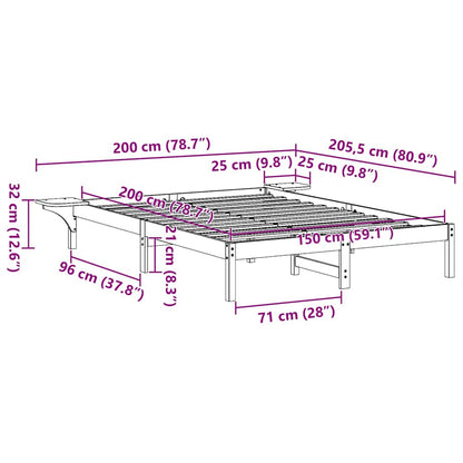 Struttura del letto Marrone cerato 150 x 200 cm Pino massello