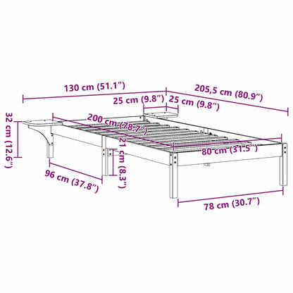 Struttura del letto Naturale 80 x 200 cm Pino massello