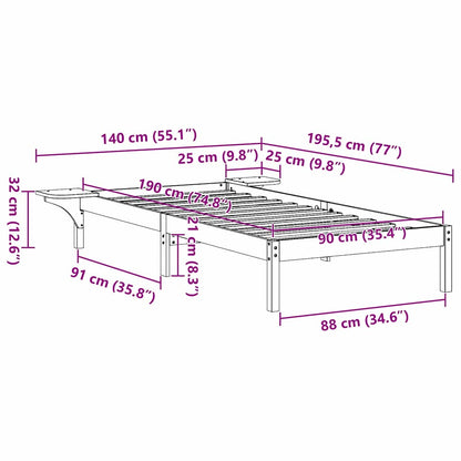 Struttura del letto Bianco 90 x 190 cm Pino massello