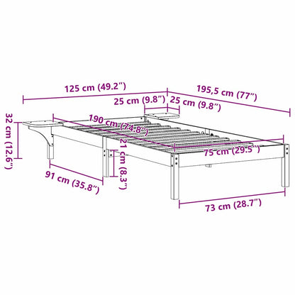 Struttura del letto Marrone cerato 75 x 190 cm Pino massello