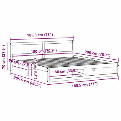 Struttura del letto Marrone cerato 180 x 200 cm Pino massello | homemem39