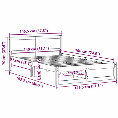 Struttura del letto Marrone cerato 140 x 190 cm Pino massello | homemem39