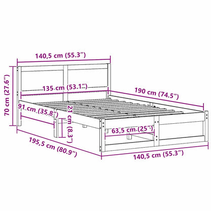 Struttura del letto Marrone cerato 135 x 190 cm Pino massello | homemem39