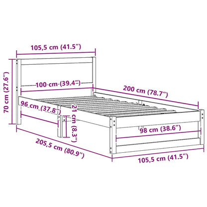 Struttura del letto Marrone cerato 100 x 200 cm Pino massello
