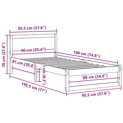 Struttura del letto Marrone cerato 90 x 190 cm Pino massello
