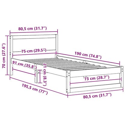 Struttura del letto Marrone cerato 75 x 190 cm Pino massello